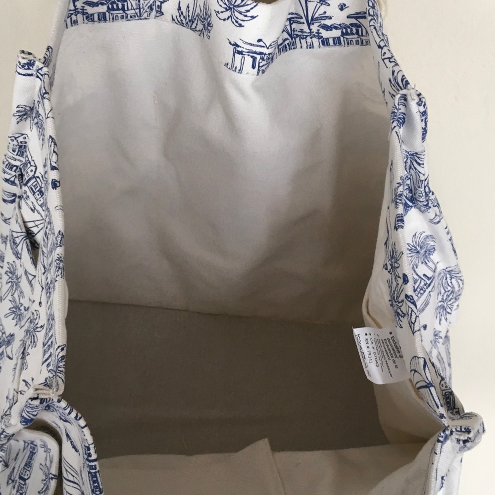 Nautical Blue & White Canvas Tote Bag with Tassel - Picture 5 of 6